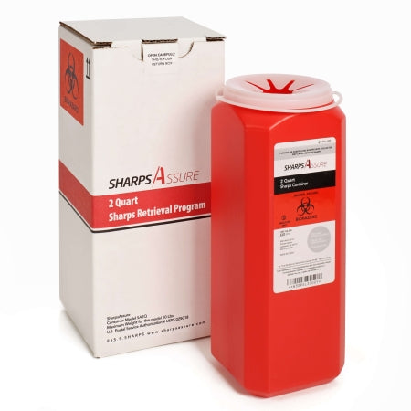 Mailback Sharps Container Sharps Assure Red Base 3-3/4 L X 3-3/4 W X 10 H Inch Vertical Entry 0.5 Gallon