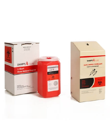 Mailback Sharps Container Intro Kit Sharps Assure Red Base 3-3/4 L X 3-3/4 W X 7 H Inch Vertical Entry 0.25 Gallon
