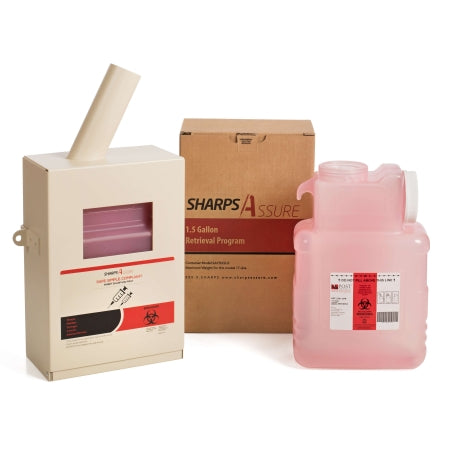 Mailback Sharps Container Intro Kit Sharps Assure Translucent Red Base 7-3/4 L X 3.875 W X 12.25 H Inch Horizontal / Vertical Entry 1.5 Gallon