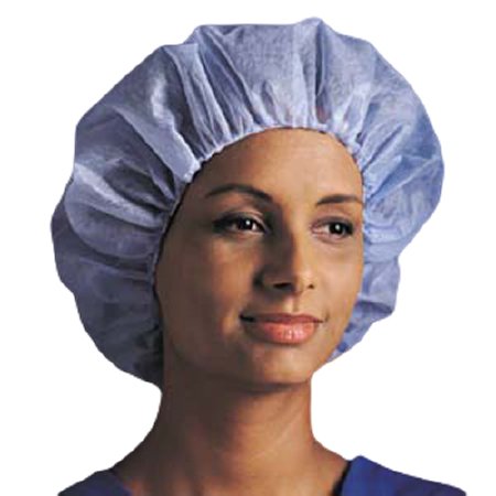 Blue Bouffant Cap One Size Fits Most, Elastic Closure for Comfort