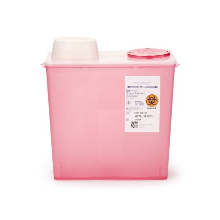 Sharps Container Monoject„¢ Red Base 10-9/10 H X 10-1/2 W X 6-3/4 D Inch Vertical Entry 2 Gallon