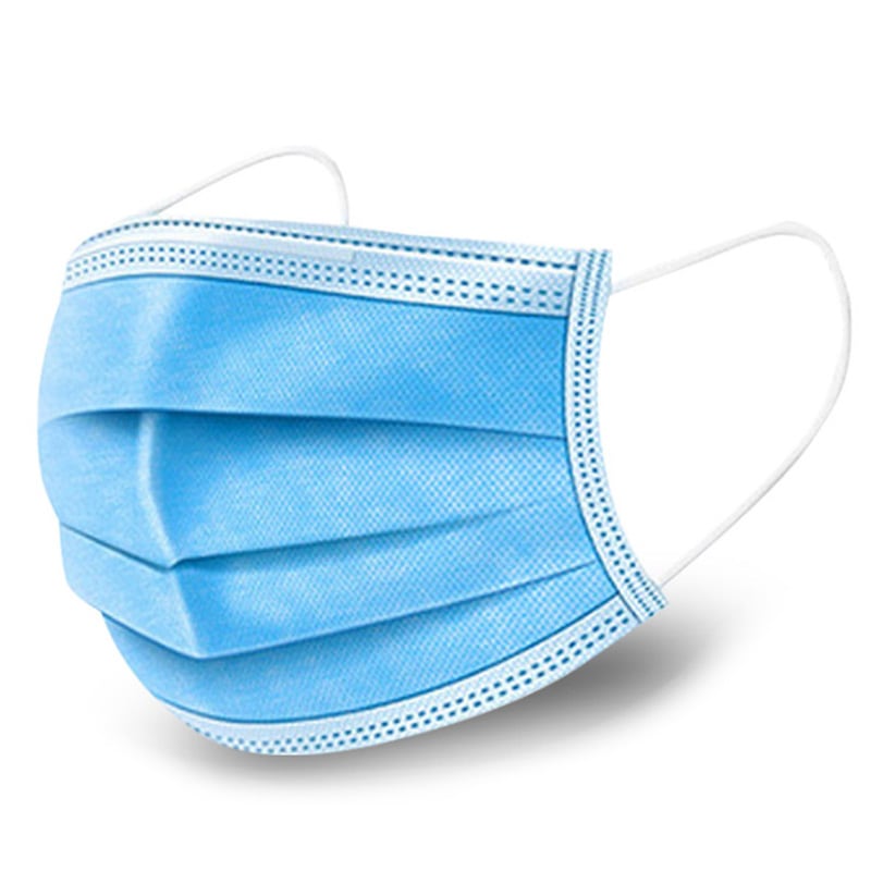 Sky Blue Disposable Protective Mask 50pcs - Comfort & Safety with Adjustable Nose Clip