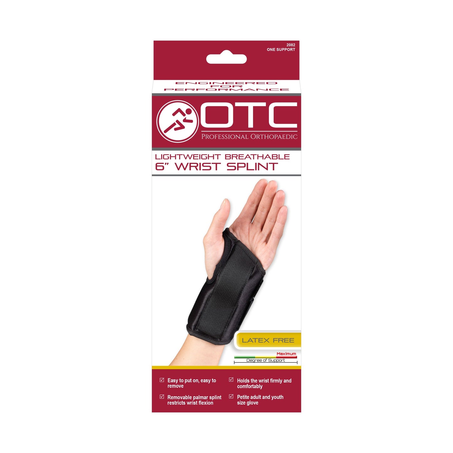 Comfort and Stability 6" Lightweight Wrist Splint Adjustable Support for Pain Relief