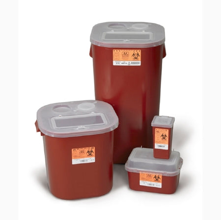 Sharps Container Sharps Translucent Red Base 11-1/4 H X 10 W X 7 D Inch Horizontal Entry 2 Gallon