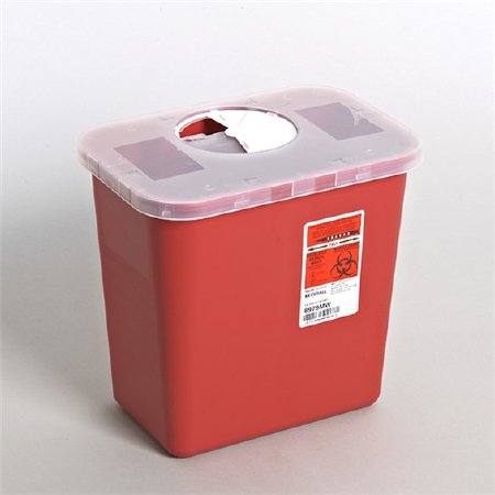 Sharps Container Renewables„¢ Red Base 10 H X 10-1/2 W X 7-1/4 D Inch Vertical Entry 2 Gallon