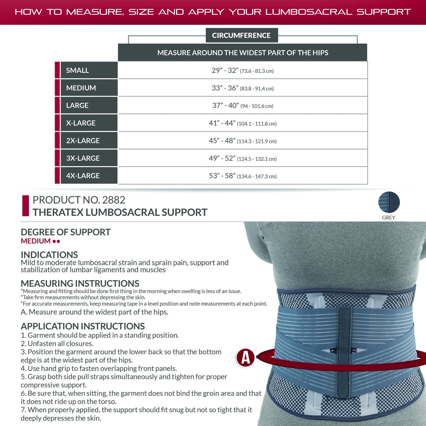 Precision Support for Lower Back 10” Lumbosacral Brace with Flexible Stays