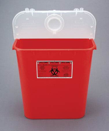 Sharps Container Bemis„¢ Sentinel Red Base 15-7/8 H X 16-1/2 L X 11-13/16 W Inch Vertical Entry 8 Gallon