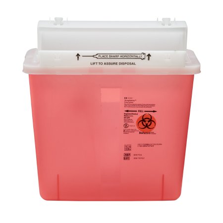 Sharps Container SharpStar„¢ In-Room„¢ Translucent Red Base 12-1/2 H X 5-1/2 D X 10-3/4 W Inch Horizontal Entry 1.25 Gallon