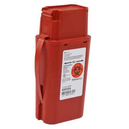 Portable Sharps Container SharpSafety„¢ Red Base 8-3/4 H X 2-1/2 D X 4-1/2 W Inch Vertical Entry 0.25 Gallon