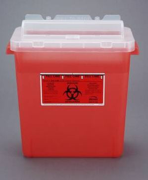 Sharps Container Bemis„¢ Sentinel Translucent Red Base 15 H X 13-7/8 L X 6-7/8 W Inch Horizontal Entry 3 Gallon
