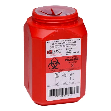 Sharps Container Red Base Vertical Entry 0.25 Gallon