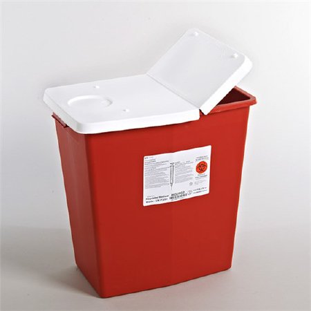Sharps Container SharpSafety„¢ Red Base 18-3/4 H X 12-3/4 W X 18-1/4 D Inch Vertical Entry 12 Gallon