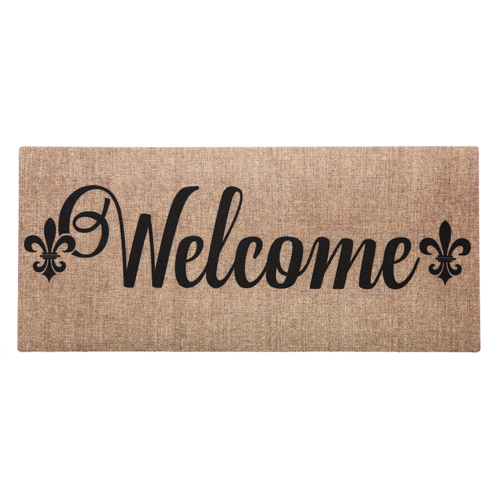 Sassafras Switch Mats Burlap Welcome Fleur De Lis Elegance Meets Welcome at Your Doorstep