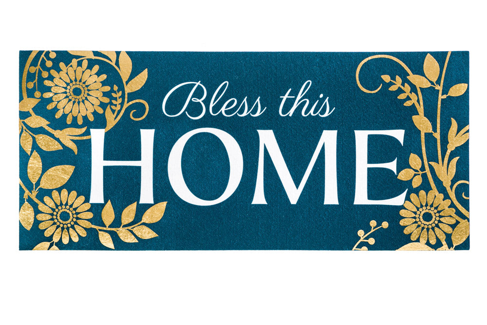 Sassafras Switch Mats Blue Bless This Home Welcoming Elegance at Your Doorstep