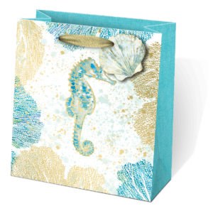 High Tide Medium Gift Bag Stylish Horizontal Design with Die-Cut Gift Tag and Gold Foil Accents