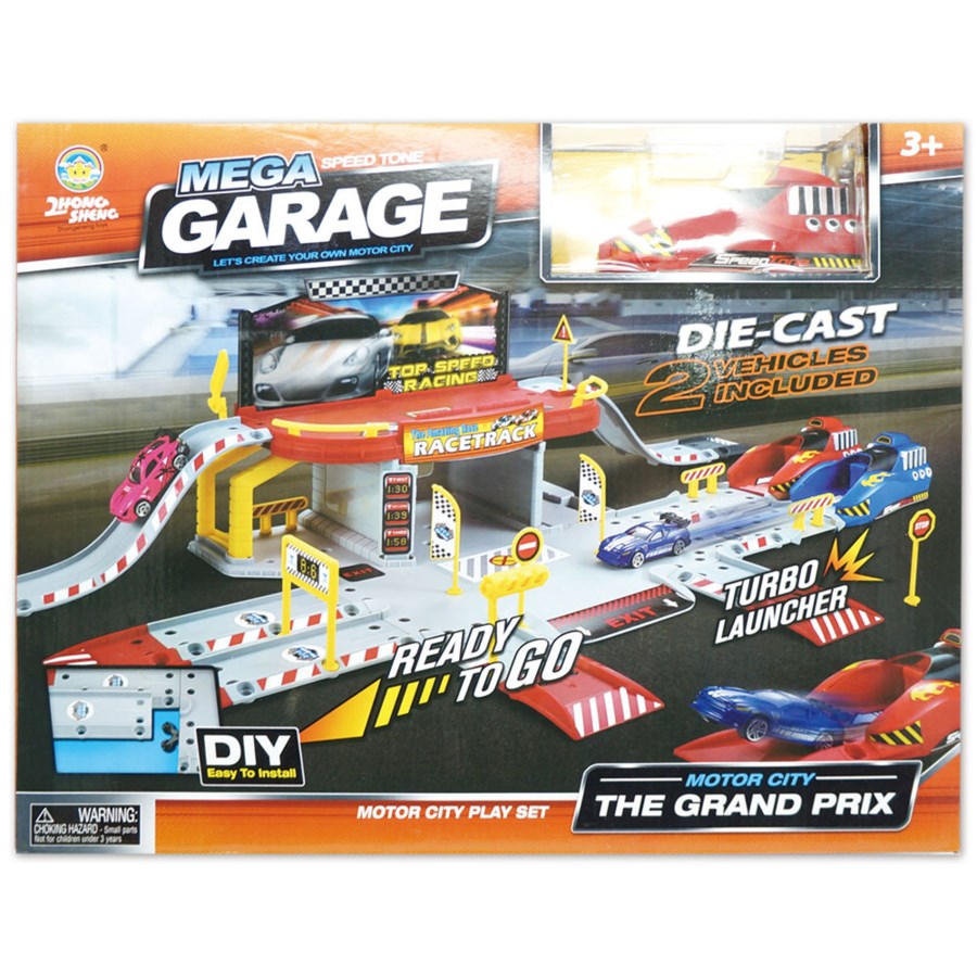 Mega Garage Racetrack Toy – 18-Piece Set for Kids Ages 3+