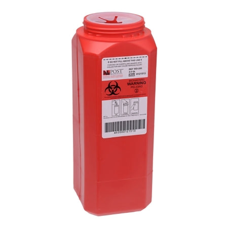 Sharps Container Post Medical A.N.D.„¢ Red Base 10 H X 3 W X 3 D Inch Vertical Entry 0.5 Gallon