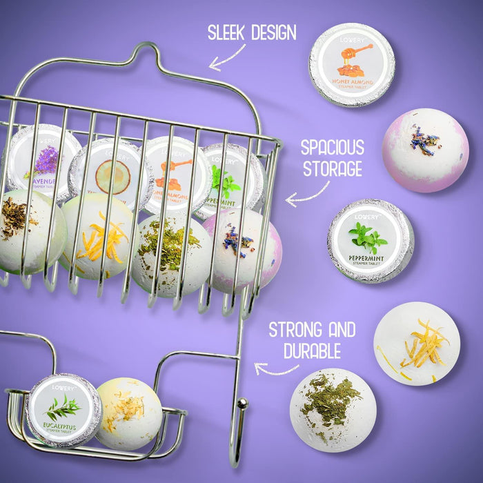 Shower Steamers and Bath Bombs Set - 11Pc Aromatherapy Caddy Gift