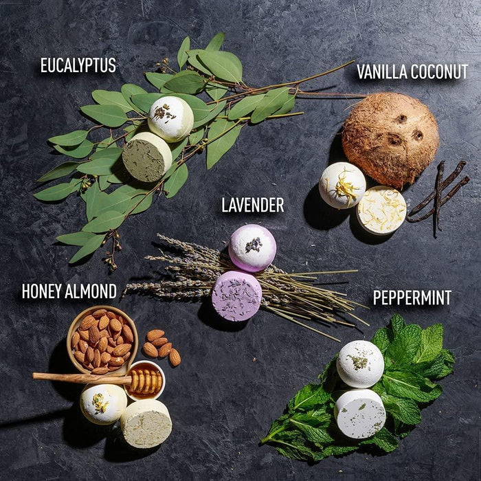 Shower Steamers and Bath Bombs Set - 11Pc Aromatherapy Caddy Gift