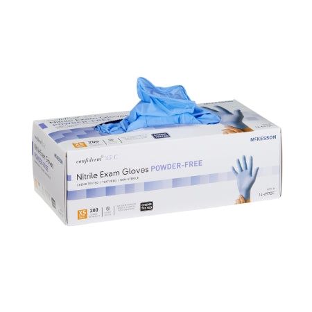 Exam Glove McKesson Confiderm 3.5C NonSterile Nitrile Standard Cuff Length Textured Fingertips Blue Chemo Tested
