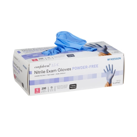Exam Glove McKesson Confiderm 3.5C NonSterile Nitrile Standard Cuff Length Textured Fingertips Blue Chemo Tested