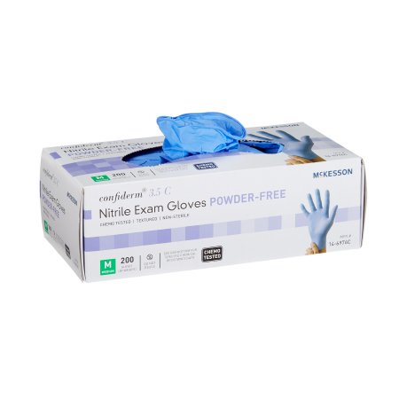 Exam Glove McKesson Confiderm 3.5C NonSterile Nitrile Standard Cuff Length Textured Fingertips Blue Chemo Tested