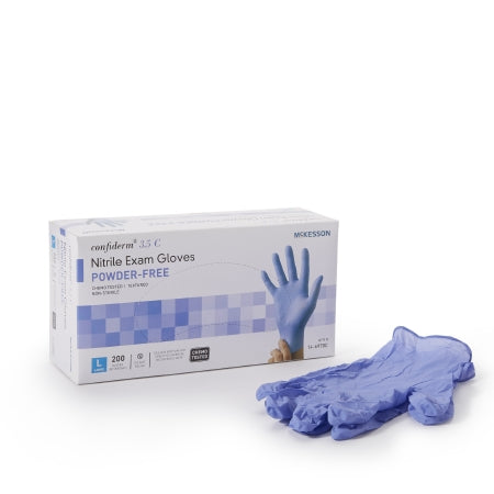 Exam Glove McKesson Confiderm 3.5C NonSterile Nitrile Standard Cuff Length Textured Fingertips Blue Chemo Tested