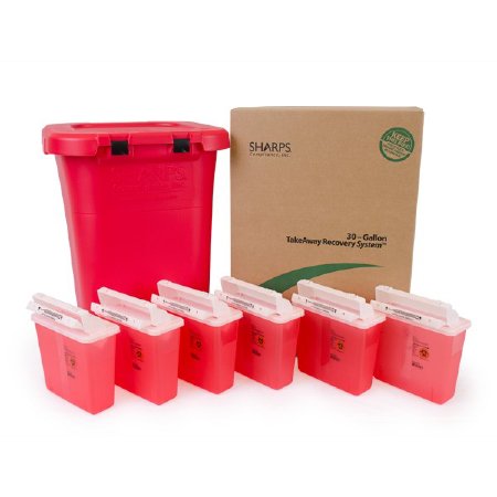Mailback Sharps Container Multi-Pack TakeAway Recovery System Translucent Red Base Horizontal / Vertical Entry 1.35 Gallon