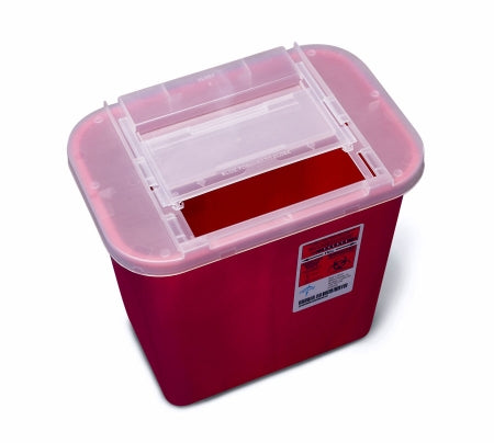 Sharps Container Medline Red Base Horizontal Entry 2 Gallon