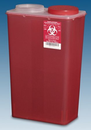 Sharps Container The Big Mouth Translucent Red Base 16-3/4 H X 11-7/8 W X 6-3/4 D Inch Vertical Entry 3.5 Gallon