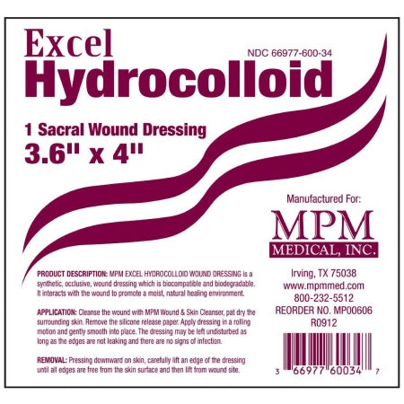 Hydrocolloid Dressing Excel 3-3/5 X 4 Inch Sacral