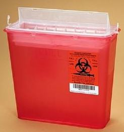Sharps Container Red Base 4-3/4 W X 10-3/8 L X 9-1/8 H Inch Vertical Entry 1.25 Gallon