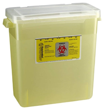 Sharps Container Bemis„¢ Sentinel Translucent Yellow Base 13-1/2 H X 13-7/8 L X 6-7/8 W Horizontal Entry 3 Gallon
