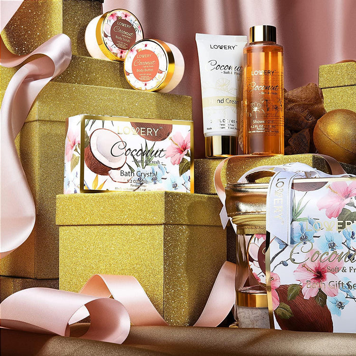 Coconut Scented Home Spa Gift Set - 8PcCoconut Scented Home Spa Gift Set - 8Pc Self Care Kit for Natural Pampering Self Care Kit