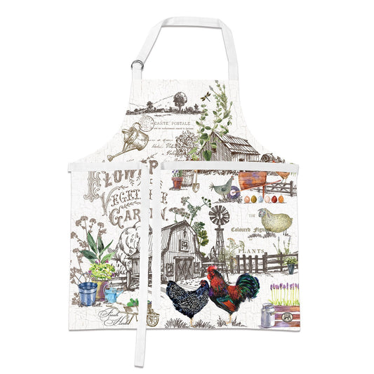 Michel Design Works Country Life Charm Modern Farmhouse Cotton  Kitchen Apron