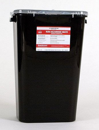 RCRA Waste Container Bemis„¢ Sentinel Black Base 15-7/8 H X 16-1/2 L X 11-13/16 W Inch 11 Gallon
