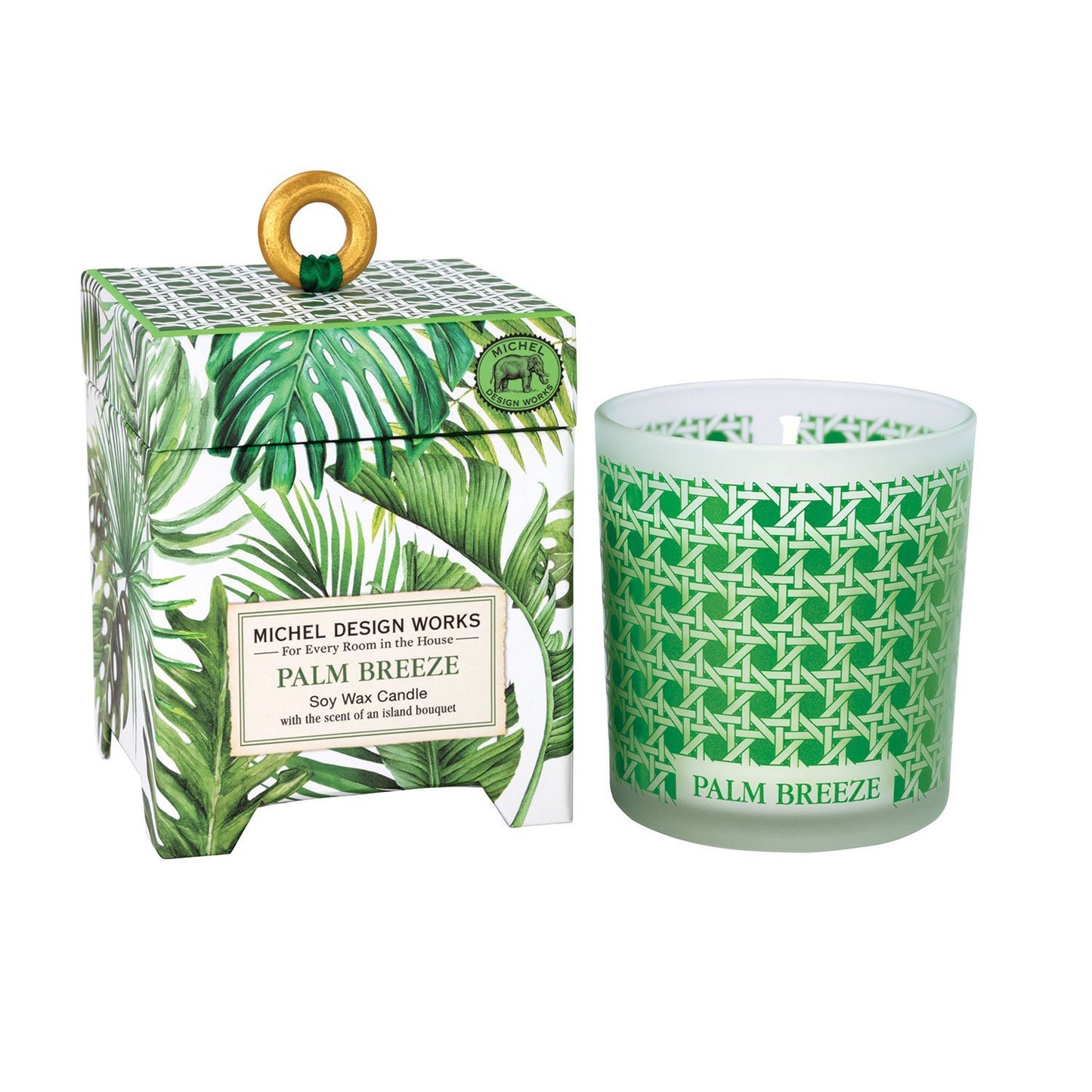 Michel Design Works Palm Breeze 6.5 oz. Soy Wax Candle Tropical Marine Aromatherapy in a Glass