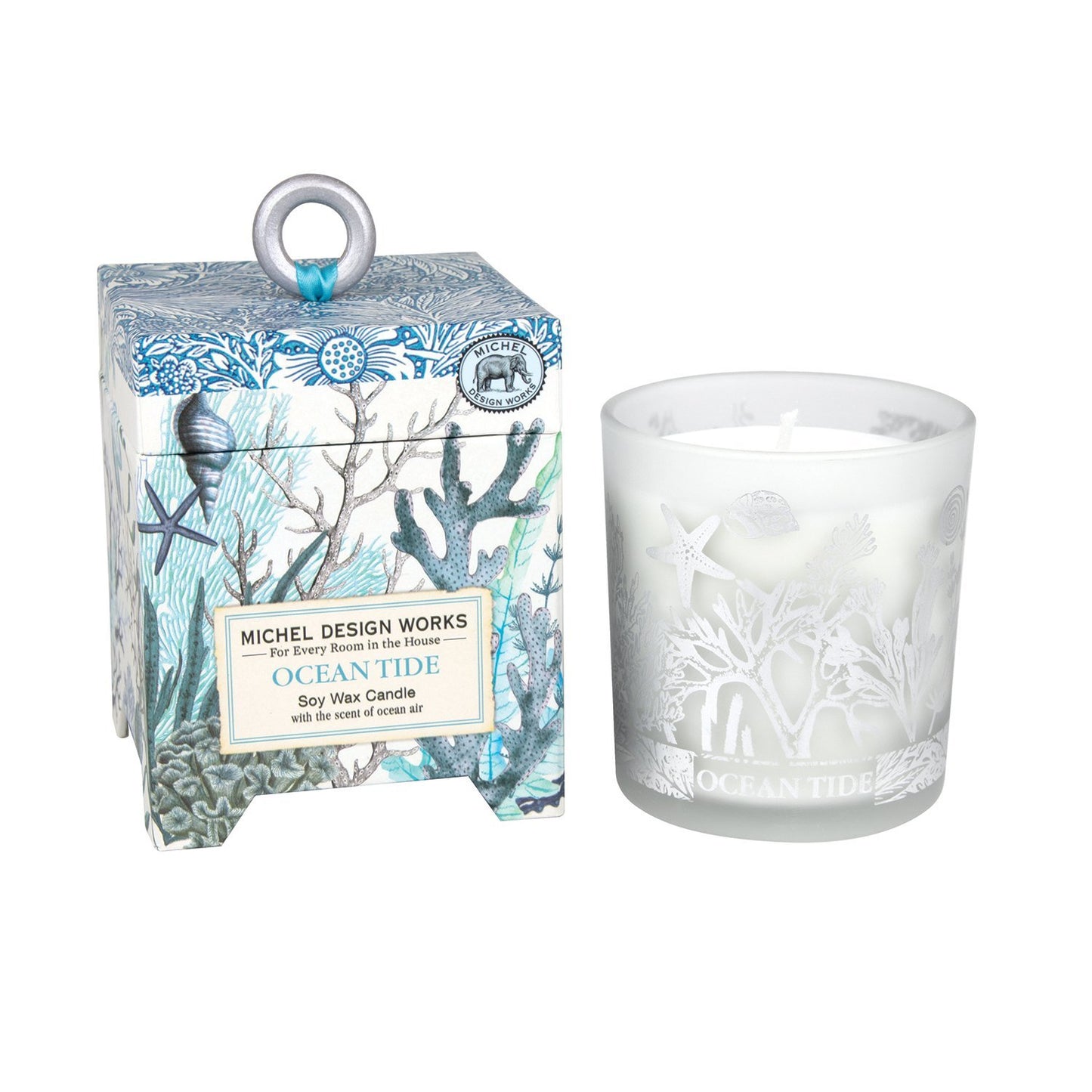 Michel Design Works Ocean Tide 6.5 oz. Soy Wax Candle Serene Scented Bliss in Aquamarines and Blues