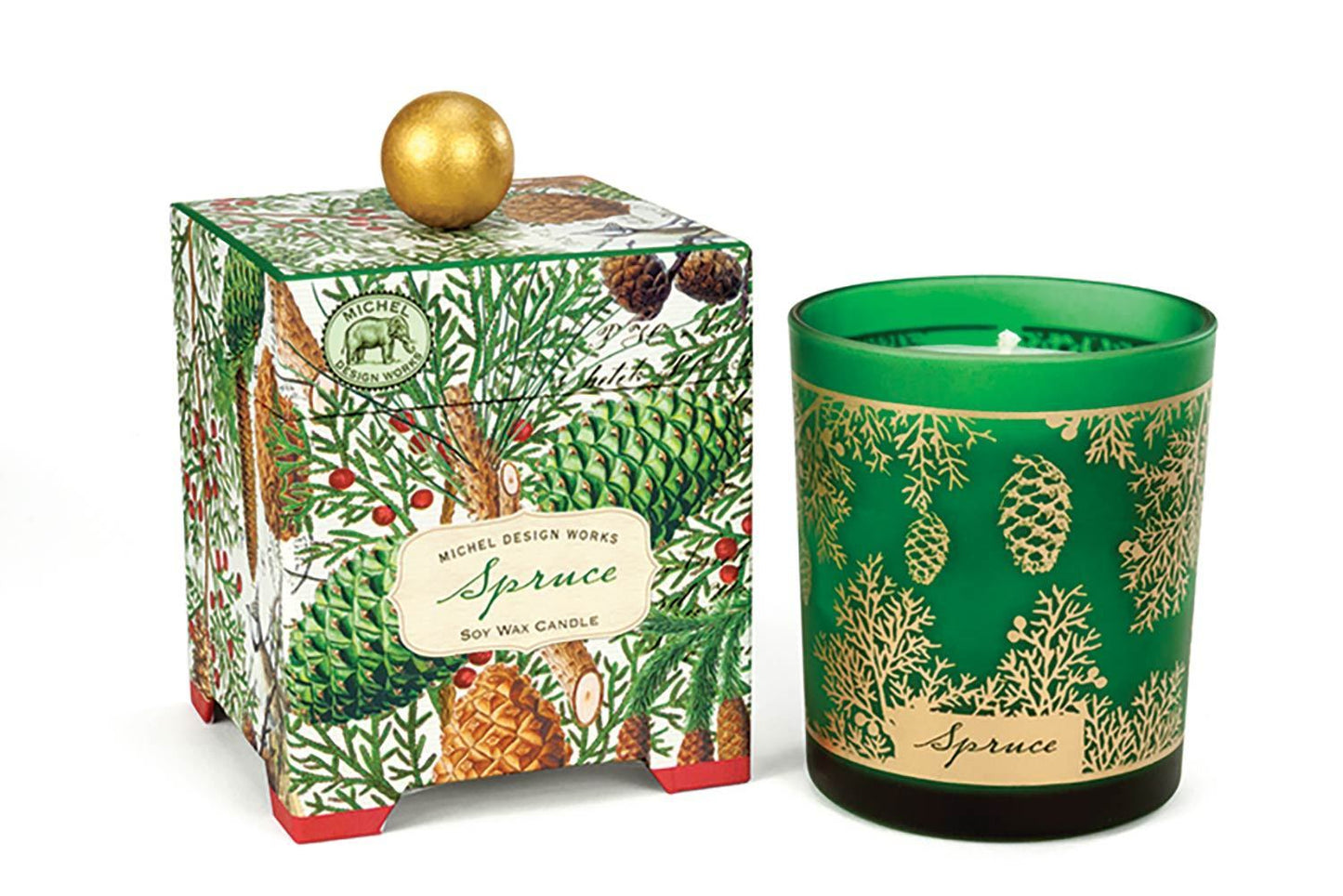 Michel Design Works Spruce 6.5 oz. Soy Wax Candle True Spruce Fragrance with Subtle Fruit and Spice Undertones