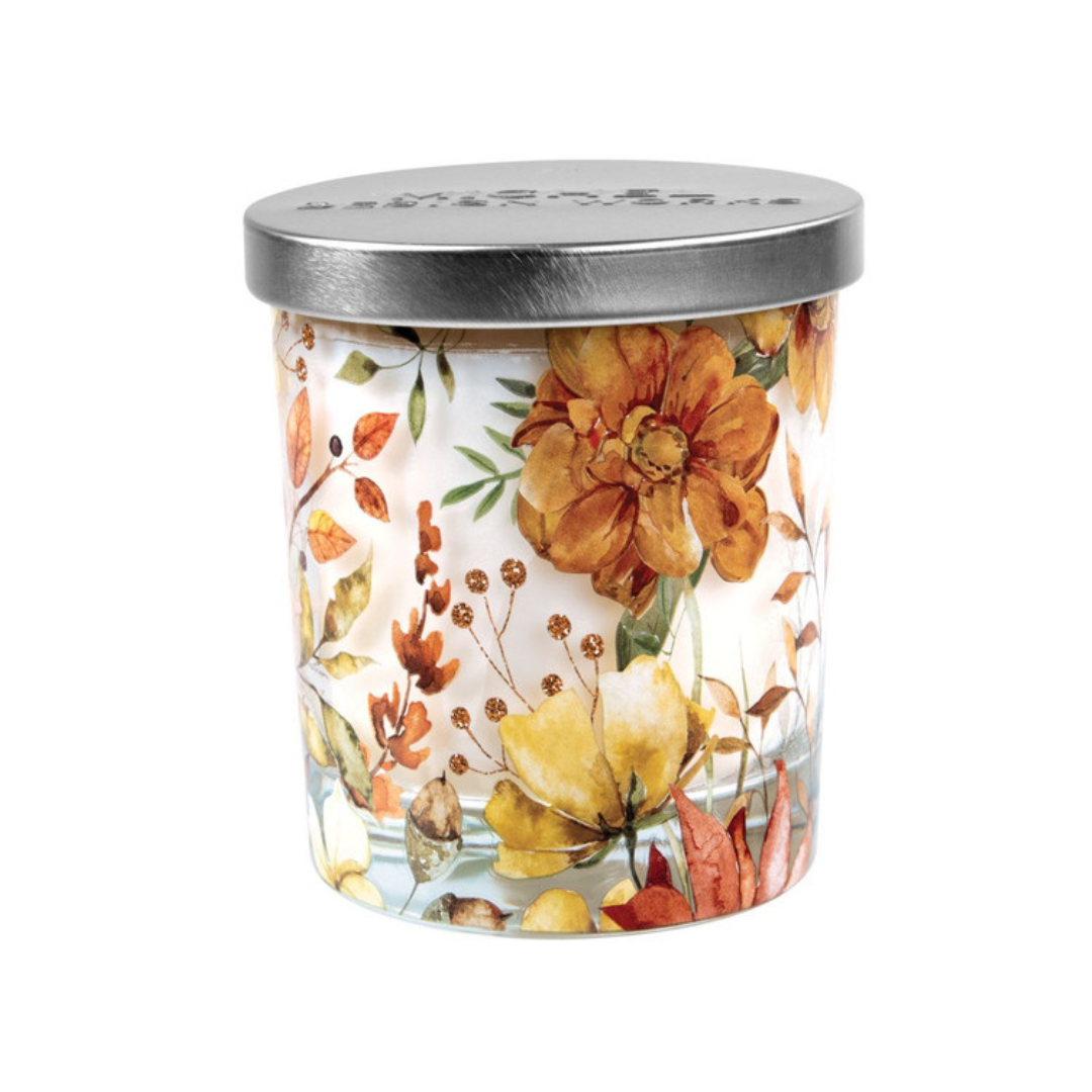 Fall Leaves & Flowers Scented Jar Candle with Lid