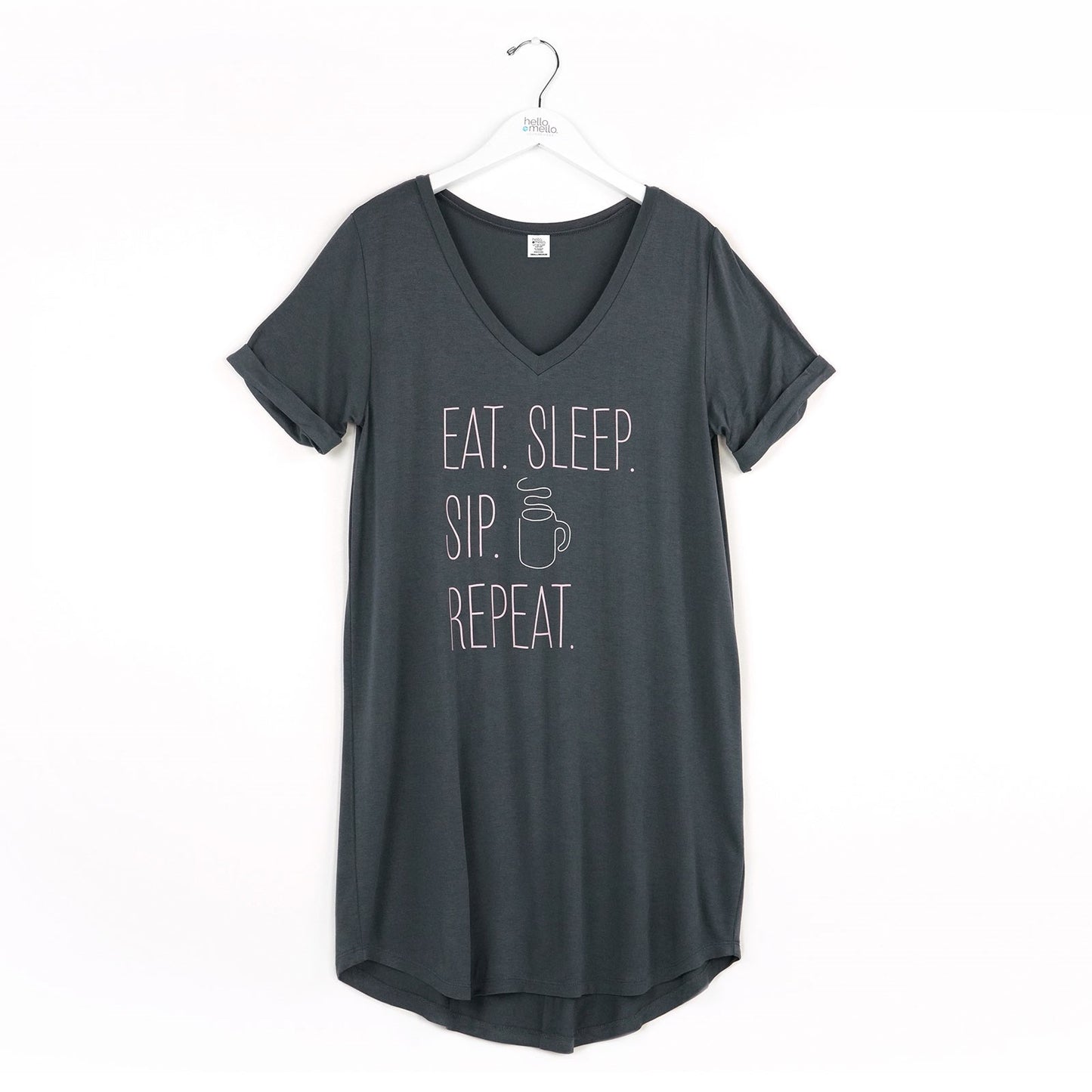 Hello Mello V-Neck Sleep Shirt Let Me Sleep Graphic Tee for Luxurious Relaxation