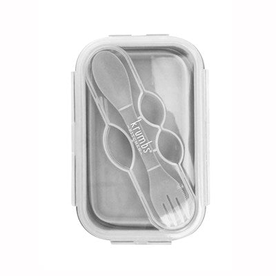 Krumbs Kitchen Essentials Silicone Lunch Container with Wheat Straw Utensil Set