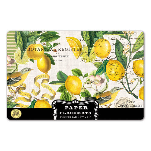 Michel Design Works Lemon Basil Paper Placemat 25 Tear-Off Sheets of Scented Elegance