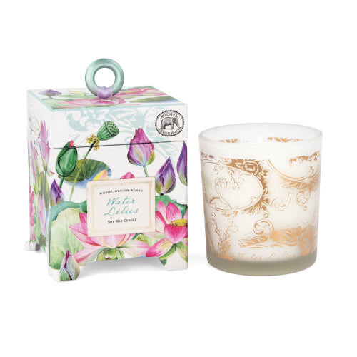 Michel Design Works Water Lilies 6.5 oz. Soy Wax Candle Serene Aromatherapy with Clean Burning