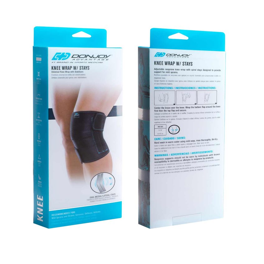 Universal Knee Wrap with Stays for Soreness, Stiffness, Arthritis, Mild Strains & Sprains