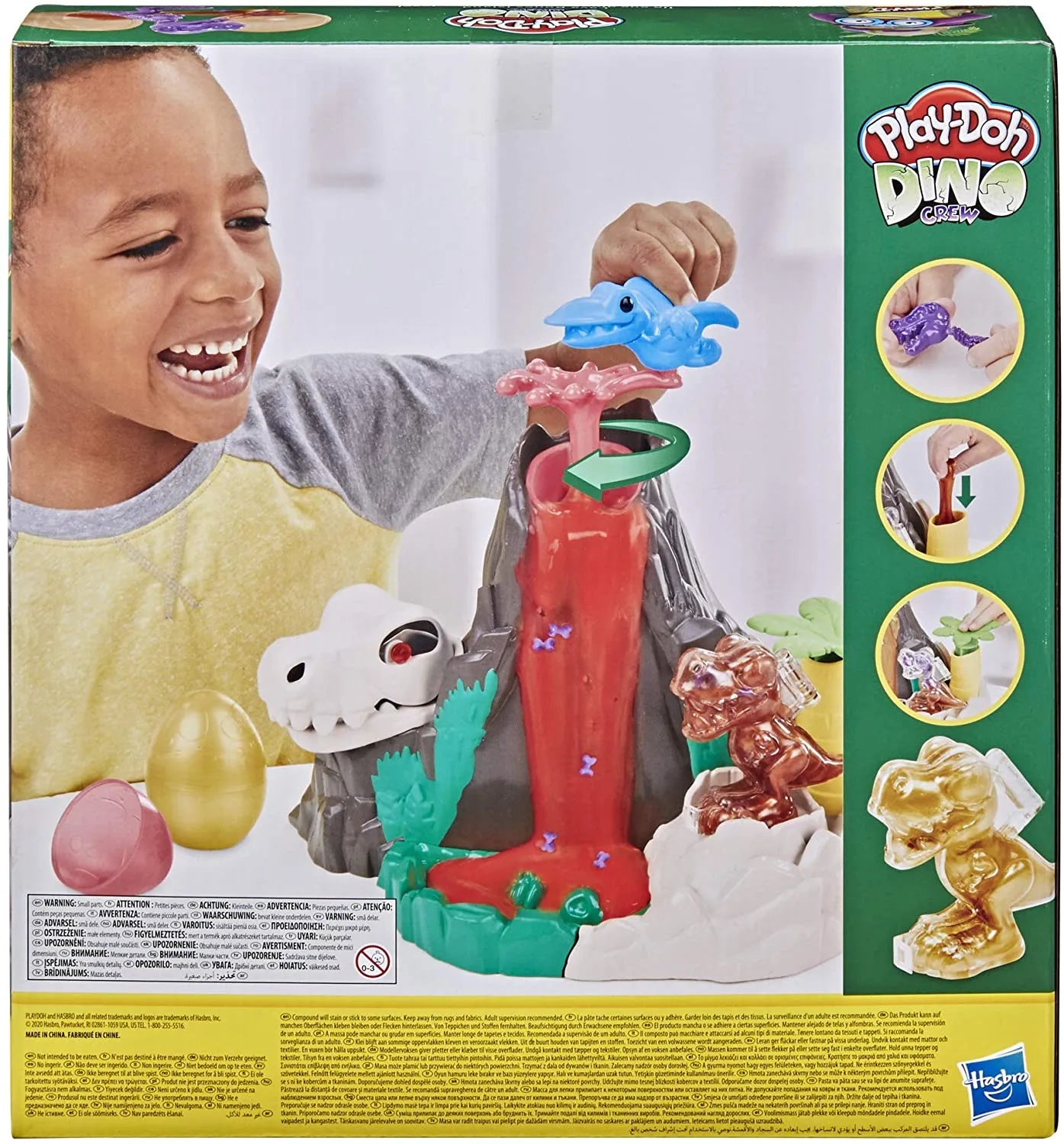 Play-Doh Slime Dino Crew Lava Bones Island Volcano Playset – HydroGlitz Eggs and Dinosaur Toys for Kids