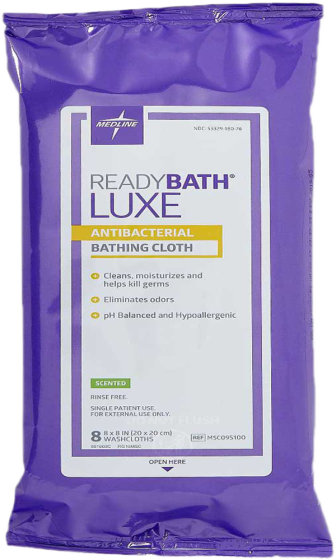 Medline ReadyBath LUXE Body Cleansing Cloths, Scented, Unscented