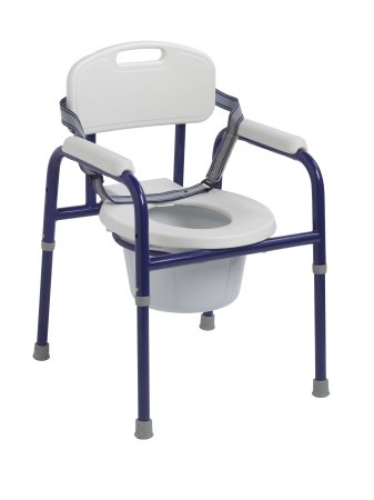 Commode Chair Pinniped Padded Fixed Arms Steel Frame With Backrest 13 Inch Seat Width 250 lbs. Weight Capacity