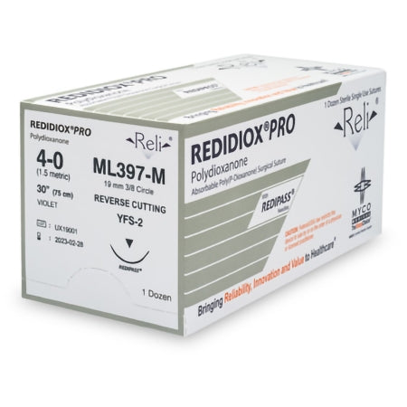 Absorbable Suture with Needle Reli Polydioxanone MFS-2 3/8 Circle Reverse Cutting Needle Size
