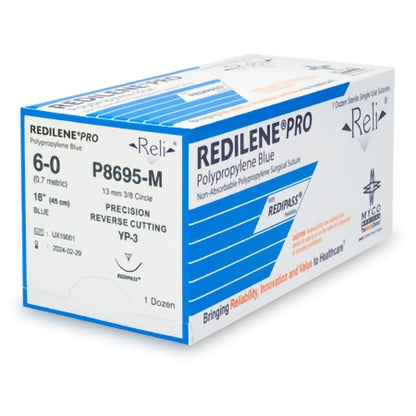 Nonabsorbable Suture with Needle Reli Redilene Polypropylene MP-3 3/8 Circle